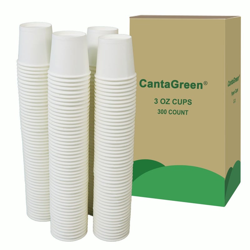 CantaGreen 3 OZ Heavy duty Cups,300 Count White Paper Bath Cup - Image 1